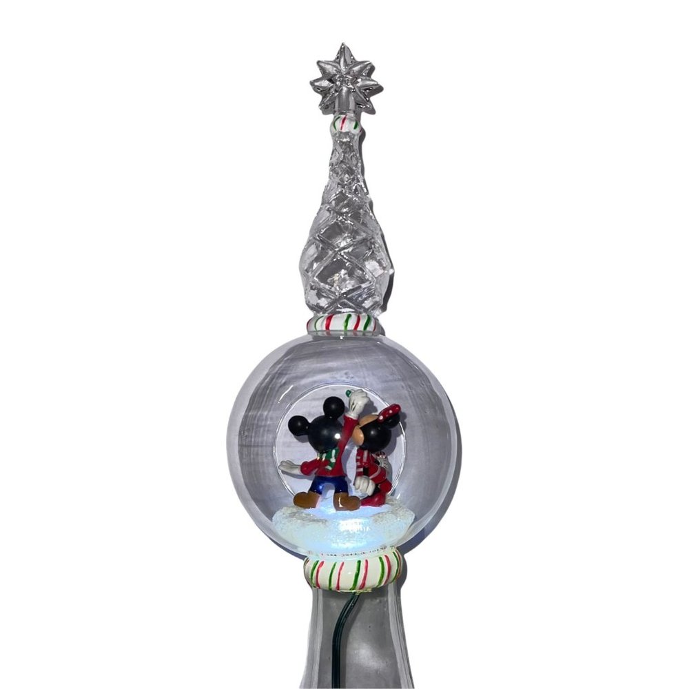 Rare Walt Disney Store Mickey Minnie 11" Lighted Clear Glass Tree Topper HTF - Picture 3 of 11